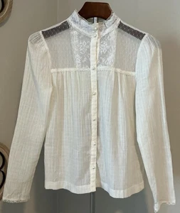 Blusa De Colección P.T.G & CO. Cottagecore Pradera Encaje Talla S Marfil - Imagen 1 de 7