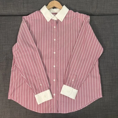 Camisa de vestir Brooks Brothers para hombre 16 calce clásico rosa a rayas cuello en contraste OCBD Foto 1 de 4