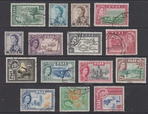 FIJI 1954 QEII DEFIN PICTORIAL SET (x15) USED (ID:209/D65732) - Picture 1 of 1