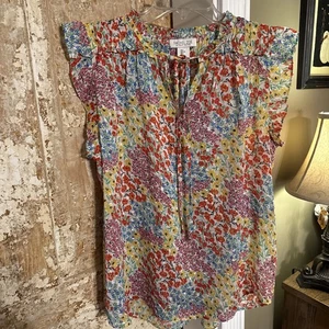 Rachel Zoe Women’s Large Multi Color Floral Sheer Shirt - Picture 1 of 4