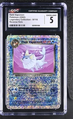 CGC 5 Dark Vaporeon 2002 Legendary (Collection) 9/110 Reverse Holo Pokemon Card - Image 1 of 2
