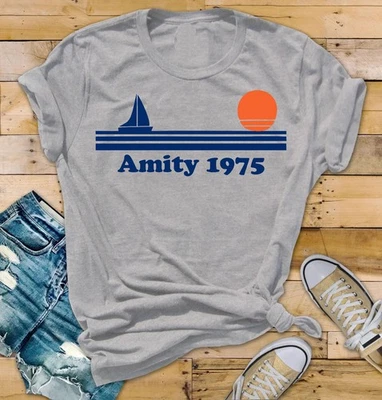 Amity 1975 T-Shirt, Movie Parody Shirt, Amity 1975 Design on Bella & Canvas Tee
