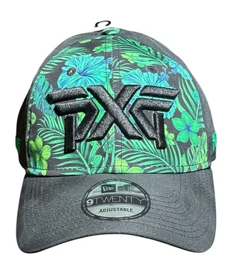 PXG Aloha Golf Hat New Era 9Twenty Black Floral Strapback NOS New Tags Hawaiian - Image 1 of 4