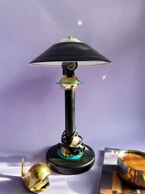 Vintage Underwriters Laboratories UL Atomic UFO Mushroom Metal Table Lamp Black - Image 1 of 4