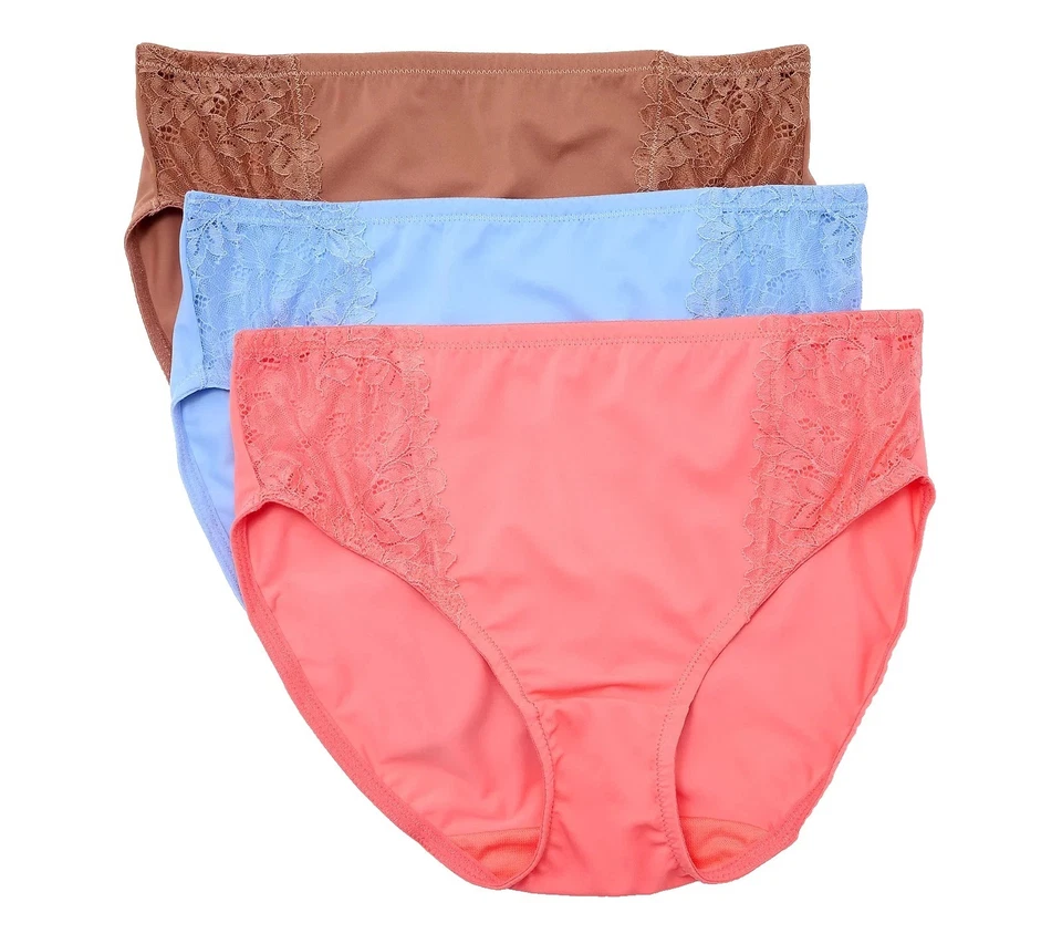 Paquete de 3 calzoncillos Breezies de corte alto con ribete de encaje paquete tonal 2X nuevos Foto 1 de 1