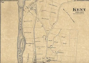 Kent  Flanders  Macedonia  Kent Falls CT 1874 Maps with Homeowners Names Shown - Picture 1 of 4