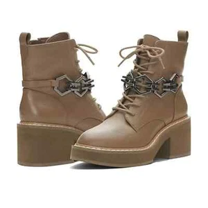 Vince Camuto Women's 7.5 M Keltana Chained Lace Up Combat Boots Cub Leather - Picture 1 of 6
