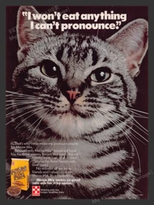 Purina Meow Mix Gray Striped Cat 1980s Print Advertisement Ad 1986 - Picture 1 of 1