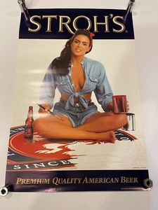VINTAGE 1989 STROH’S BEER PLAYBOY MODEL TWANNI CABLE POSTER 26 1/2” X 17 1/2" - Picture 1 of 6