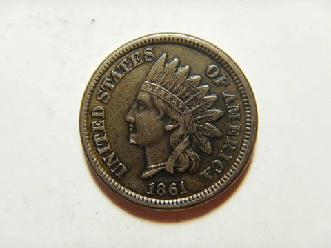 Indian head cent/penny 1861 key date high grade Cover