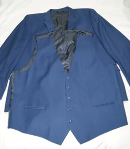 caravelli suit jacket & vest men's 52L long navy blue oxford 2B model big & tall - Picture 1 of 20