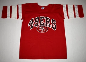 Vintage NFL T-Shirt Logo 7 Size S 80s San Francisco 49ers Jersey Shirt Made USA - Picture 1 of 11