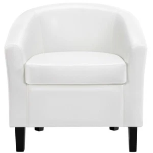 PU Leather Accent Chair Modern Barrel Chair For Living Room Bedroom Sturdy - Picture 1 of 132