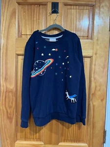 Hanna Andersson Navy Blue Rainbow Space Unicorn Sweatshirt Size US 12 - Picture 1 of 4
