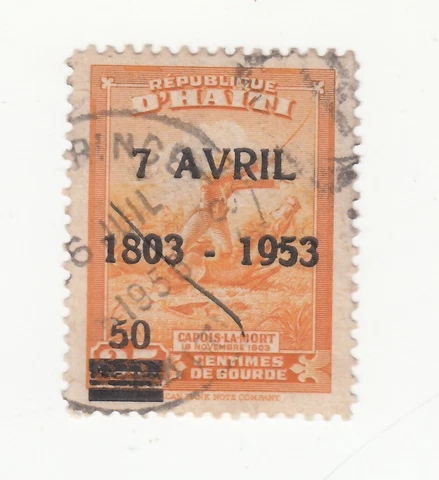 Haiti 1953. 7 April Death of L'Ouverture. Capois. OP 50c on 35c. Sc# 375. OG Cover