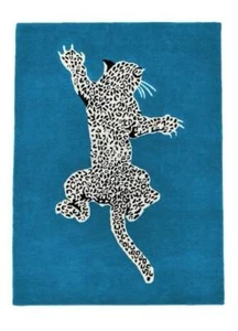 Climbing Leopard - Magic Blue , Hand-Tufted 100% Wool Soft Area Rug - Picture 1 of 1