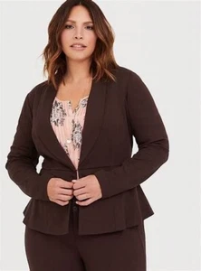 Torrid Studio Luxe Ponte Peplum Blazer Size 6 6X Brown - Picture 1 of 6