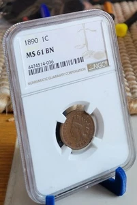 1890 Indian Head Cent NGC MS61 BN - Picture 1 of 2