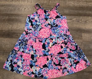 Lilly Pulitzer GIRLS Dress Mini Loro High Tide Navy Turtle Amazement XL (12-14) - Picture 1 of 10