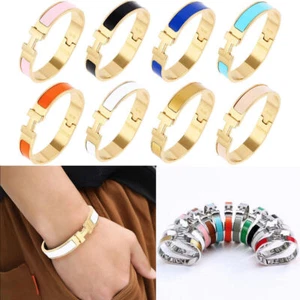 17cm Rose goldWomens Classic Luxury Stainless Steel H-buckle Bracelet Size - Picture 1 of 25