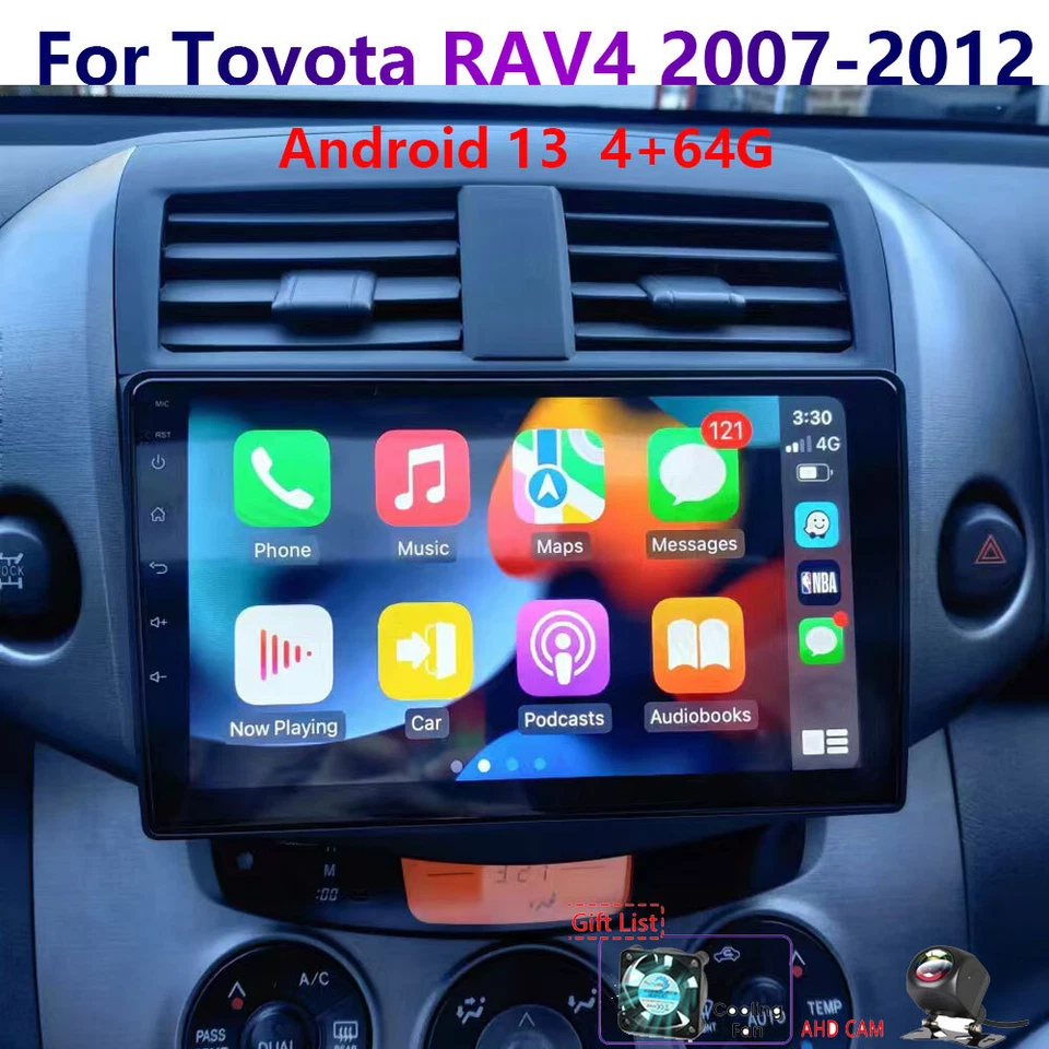 For Toyota RAV4 2007-2012 4-64GB Android Wireless Carplay Car Radio WIFI GPS - Изображение 1 из 4