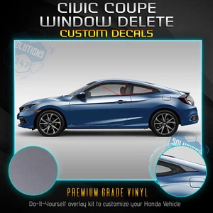 For 2016-2020 Honda Civic Coupe Window Trim Overlay Chrome Delete Kit Flat Matte - Picture 1 of 18
