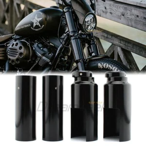 6 x Upper/Lower Front Fork Covers Cap for Harley Dyna Street Fat Bob 07-17 Black - Picture 1 of 7