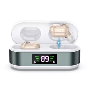 Audífonos invisibles recargables para adultos en el oído amplificador de sonido digital - Imagen 1 de 14