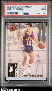 JOHN STOCKTON #9 PSA 9 1992-93 Fleer Ultra PLAYMAKERS Insert Mint - Picture 1 of 2
