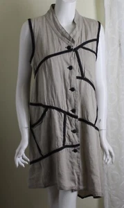 CYNTHIA ASHBY Sz XS Runs S M Modernist Natural Linen Dress Tunic Vest Jacket - Picture 1 of 6