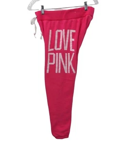 Vintage PINK Victorias Secret Crop Sweatpants Women XS Spell Out Y2K Athleisure - Picture 1 of 11