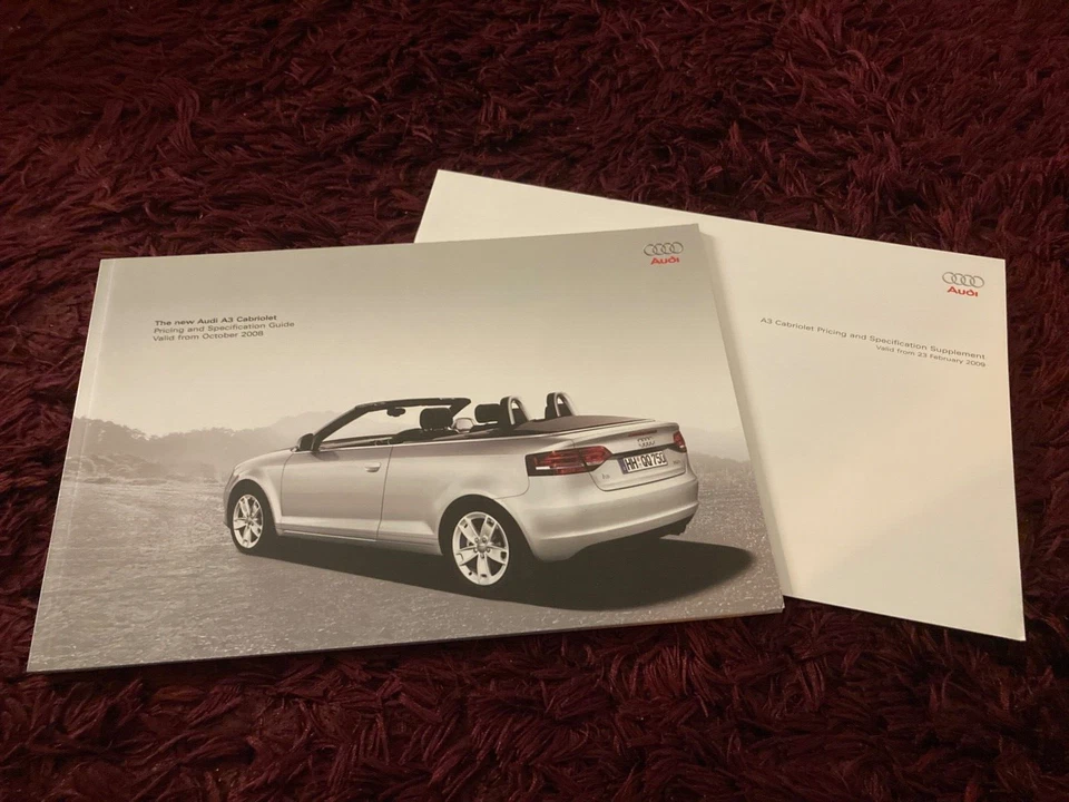 Audi A3 Cabriolet Brochure 2009, Oct 2008 UK issue + Prices Supplement - Image 1 of 1