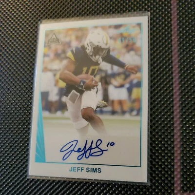 2021 Leaf Memories Jeff Sims Teal Rookie Auto RC #49/50 Georgia Tech  - Image 1 of 2