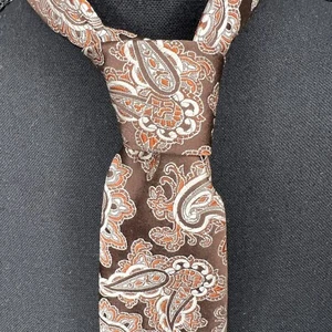 Vintage Christian Dior Cravates Paris New York Herren Krawatte Braun Paisley Ganz Seide - Bild 1 von 4