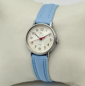 Ladies Vintage 1994 TIMEX Silver Tone Classic Easy Read Watch, Blue Band, 23mm - Picture 1 of 7