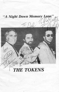 VINTAGE "DOO WOP" GROUP: THE TOKENS AUTOGRAPHED PROGRAM - Picture 1 of 1