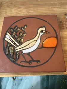 Vintage Terracotta Tile W/Road Runner And Sun - Picture 1 of 7