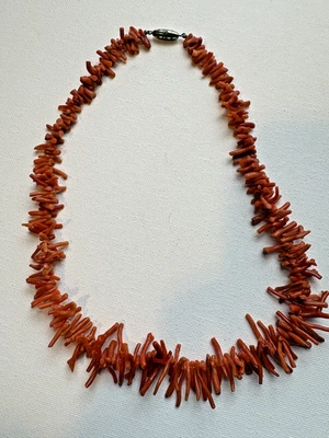 Vtg Natural Branch Coral Necklace barrel clasp - Image 1 of 4