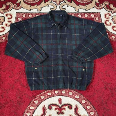 Chaqueta Bomber Van Heusen Vintage Años 90 Tartán Polar Franela Talla XXL Hecha en EE. UU. Foto 1 de 4