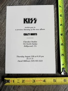 KISS Invitation Crazy Nights Album Listening Party Vintage Kiss Memorabilia - Picture 1 of 2