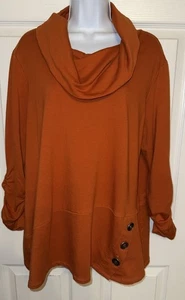 Ali Miles Sz Large Burnt Orange Terry Cowl Neck Pullover Tunic Top EUC - Picture 1 of 10