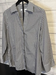 Blusa Foxcroft NYC - Blanca con Lunares Negros (Tapeta Oculta) - Talla 16 100% Algodón - Imagen 1 de 5