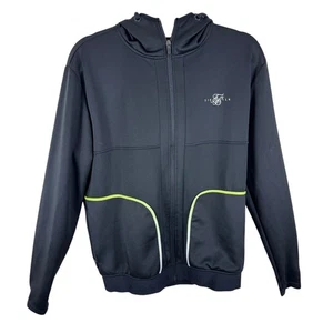SikSilk schwarze leichte dehnbare Jacke mit durchgehendem Reißverschluss und Kapuze Reißverschlusstaschen Gr. M - Bild 1 von 8
