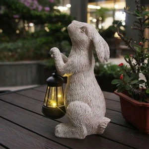 Garden Statues Rabbit with Solar Lights-Bunny Figurine Outdoor Easter Decorat... - Picture 1 of 6