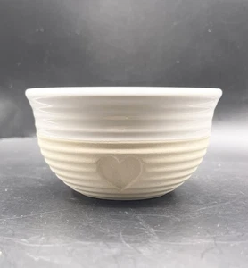 Mason Cash Two Toned Heart White Beige Ribbed Condiment Pudding Mini Bowl 3.75” - Picture 1 of 5