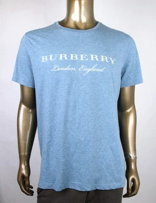Burberry London Men's Light Blue Polyester/Cotton T-shirt with Logo 2XL 4050752 - Image 1 of 4