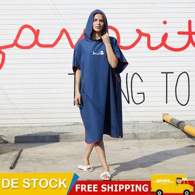 Badeponcho Strandtuch Mikrofaser schnelltrockend Unisex Bademantel Poncho Kapuze - Bild 1 von 3