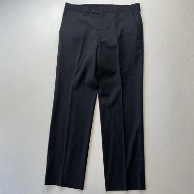 John Varvatos 34x32 Charcol 灰色直筒弹力羊毛男式正装裤 — 第 1/4 张图片