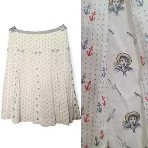 Falda Pinup Náutica Anthropologie Odille A Line Sailor Anchor EE. UU. Talla 2 - Imagen 1 de 8