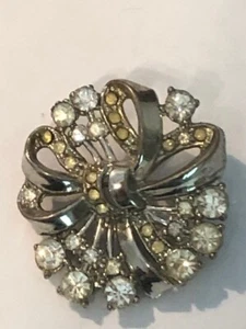 Vintage Brosche klar Strass rund Art Deco Anstecknadel - Bild 1 von 4